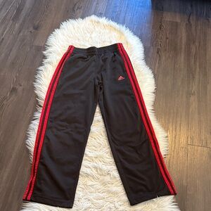 Adidas Kids Black Joggers with Red Accents - youth M